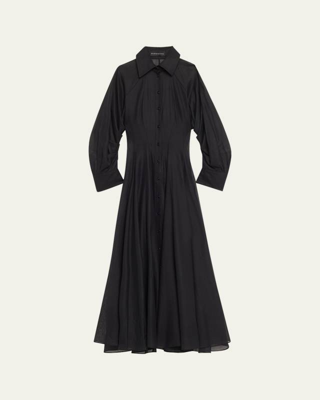 The Virginia Long Fit-Flare Shirtdress with Slip